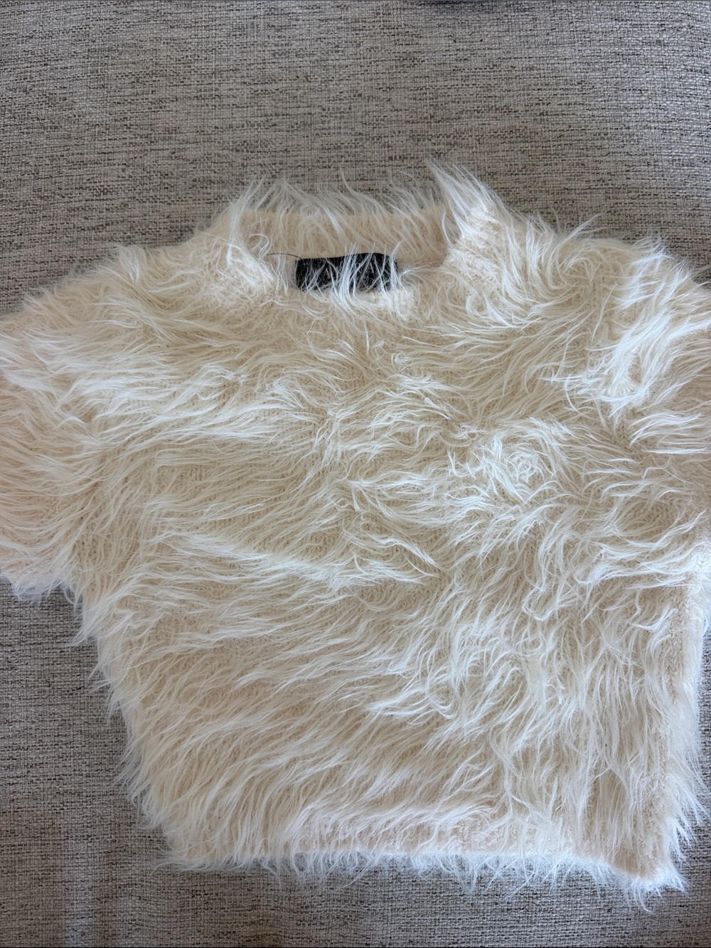 Ivory Faux Fur Short Sleeve Top